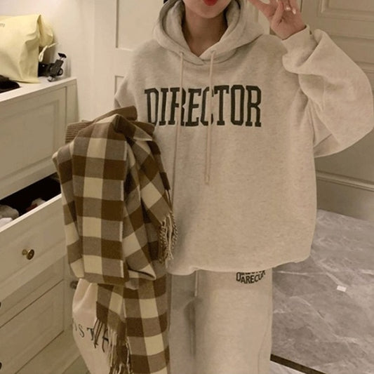スウェット セットアップ パーカー レディース 韓国 ファッション ロゴ パーカー ジョガーパンツ スウェットパンツ オーバーサイズ グレースウェット ツーピースセット