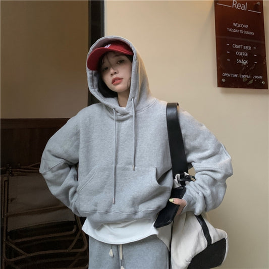 クロップド パーカー レディース オーバーサイズ プルオーバー 韓国 ファッション ショート丈 パーカー 春 トップス