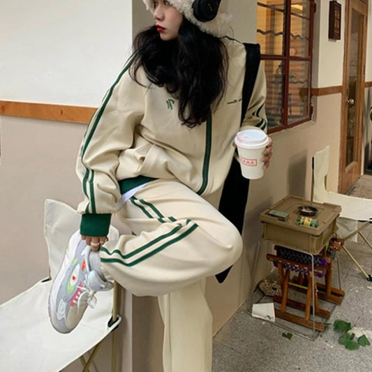ジャージ セットアップ レディース 韓国 ファッション スポーツ ストリート 上下セット サイドライン オーバーサイズ カジュアルスポーツウェア