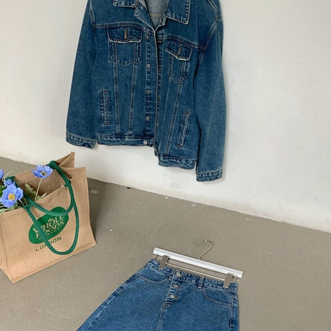 デニム セットアップ レディース ロングスカート ジャケット 上下セット 韓国 ファッション デニムスカート デニムジャケット