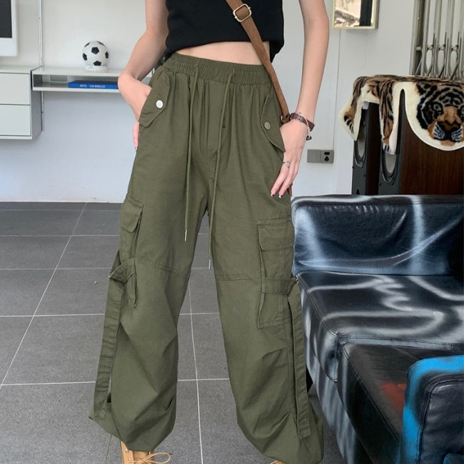 ワイド カーゴパンツ レディース 韓国 ファッション ペインター パンツ カーキ/ブラウン/ブラック