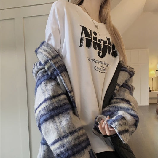 ロゴ ロンT レディース 韓国 ファッション ロゴ プリント 白 ロングT シャツ オーバーサイズ 春夏 トップス