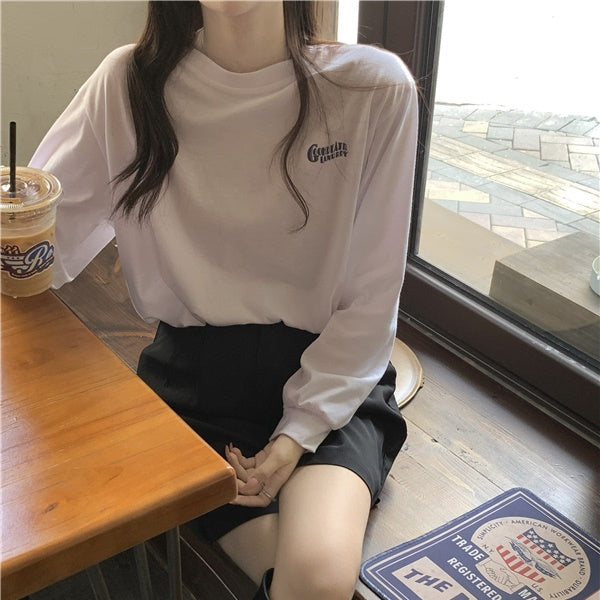 バックプリント ロンT レディース 韓国 ファッション オーバーサイズ プリント ロングTシャツ 長袖 春トップス