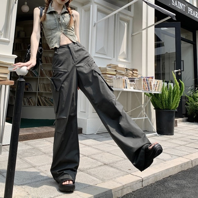 カーゴパンツ レディース 韓国 ファッション 夏 サイドポケット