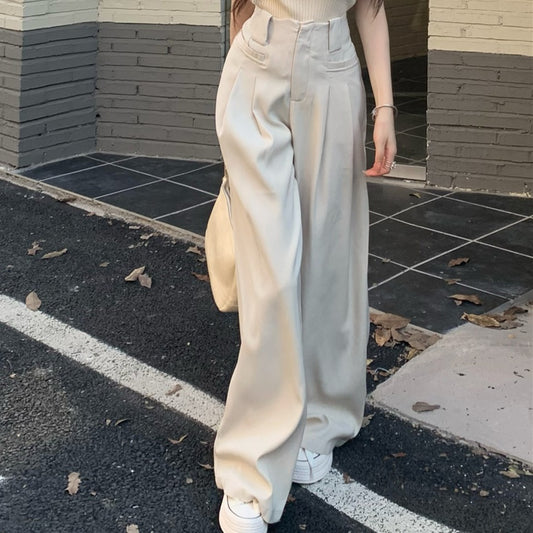 ハイウエスト タック ワイドパンツ レディース 韓国 ファッション きれいめ ワイドシルエット パンツ 春夏