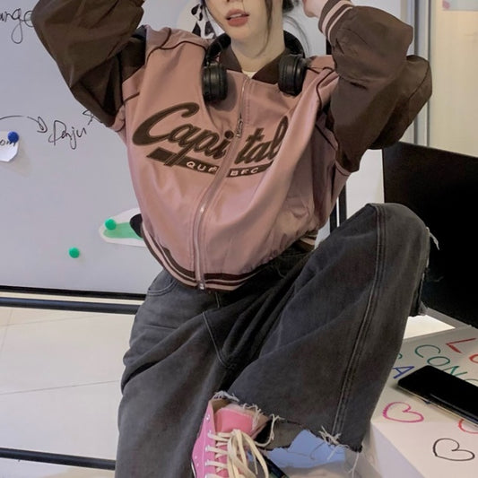 スタジャン レディース 韓国 ファッション オーバーサイズ ナイロン ジャケット