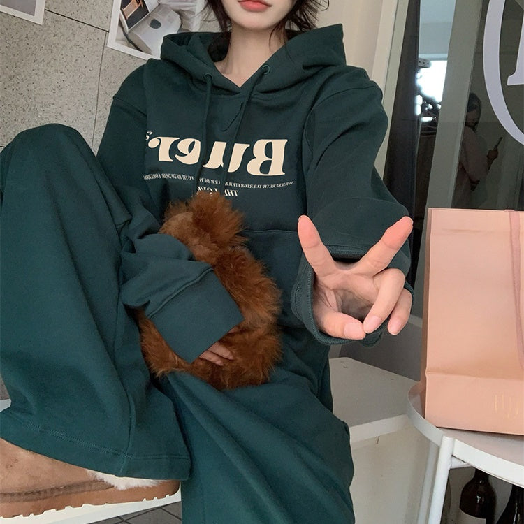 パーカー セットアップ レディース 韓国 ファッション スウェット 上下セット ロゴパーカー ワイドパンツ