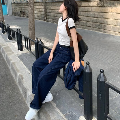 デニム セットアップ レディース 韓国 ファッション デニムジャケット デニムパンツ インディゴ ジーンズ ワイドパンツ