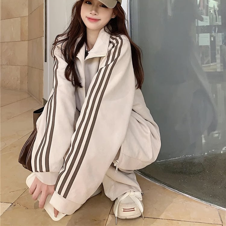 ジャージ セットアップ レディース 韓国 ファッション スウェット ラインジャージ 上下セット パラシュート カーゴパンツ