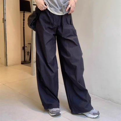 ナイロン パンツ レディース 韓国 ファッション ナイロン ジャージ ワイドパンツ 裾絞り シャカパン パラシュートパンツ