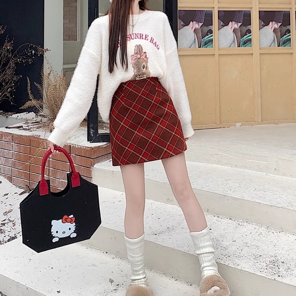 チェック ミニスカート レディース 韓国 ファッション ミニマム カレッジ チェック柄 台形 ミニスカ