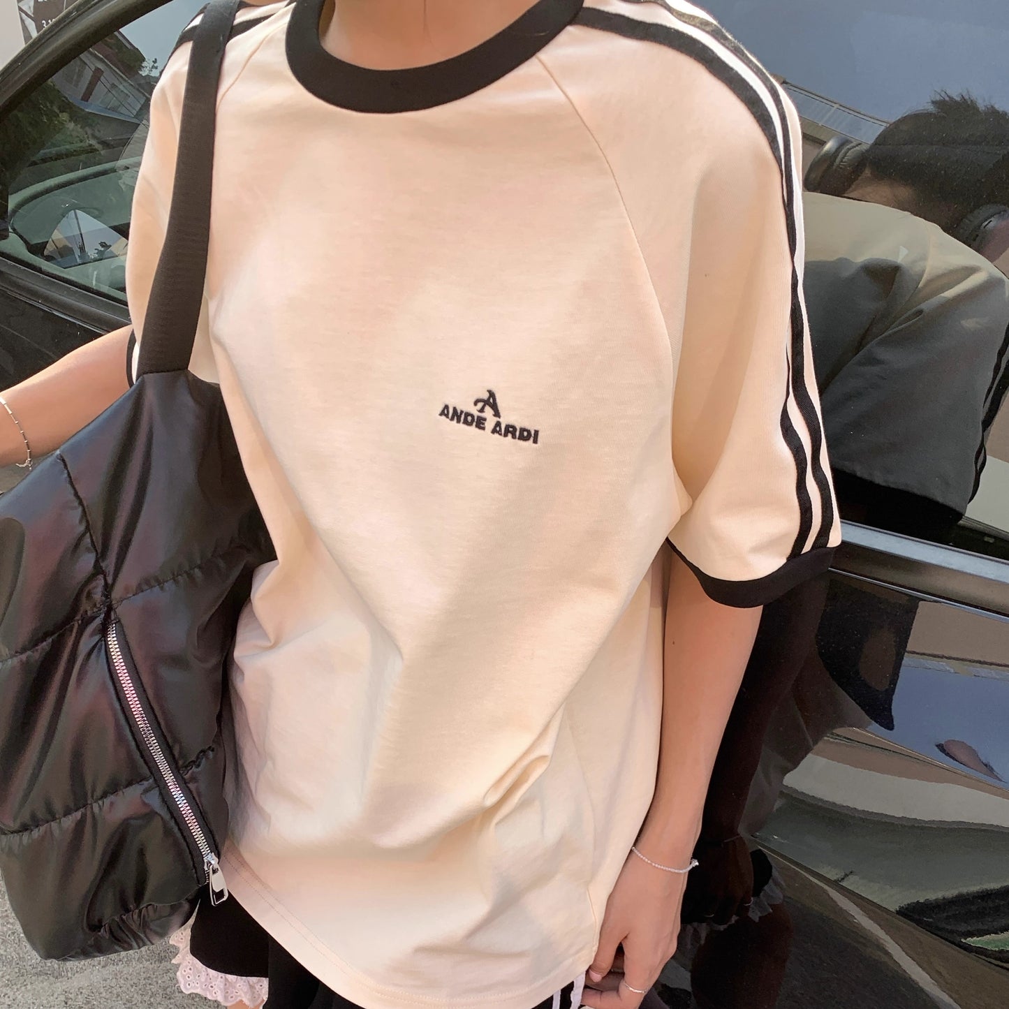 セットアップ レディース Ｔシャツ ハーフパンツ 上下セット 韓国 ファッション ロゴ オーバーサイズ ラインTシャツ ライン ショートパンツ 上下セット