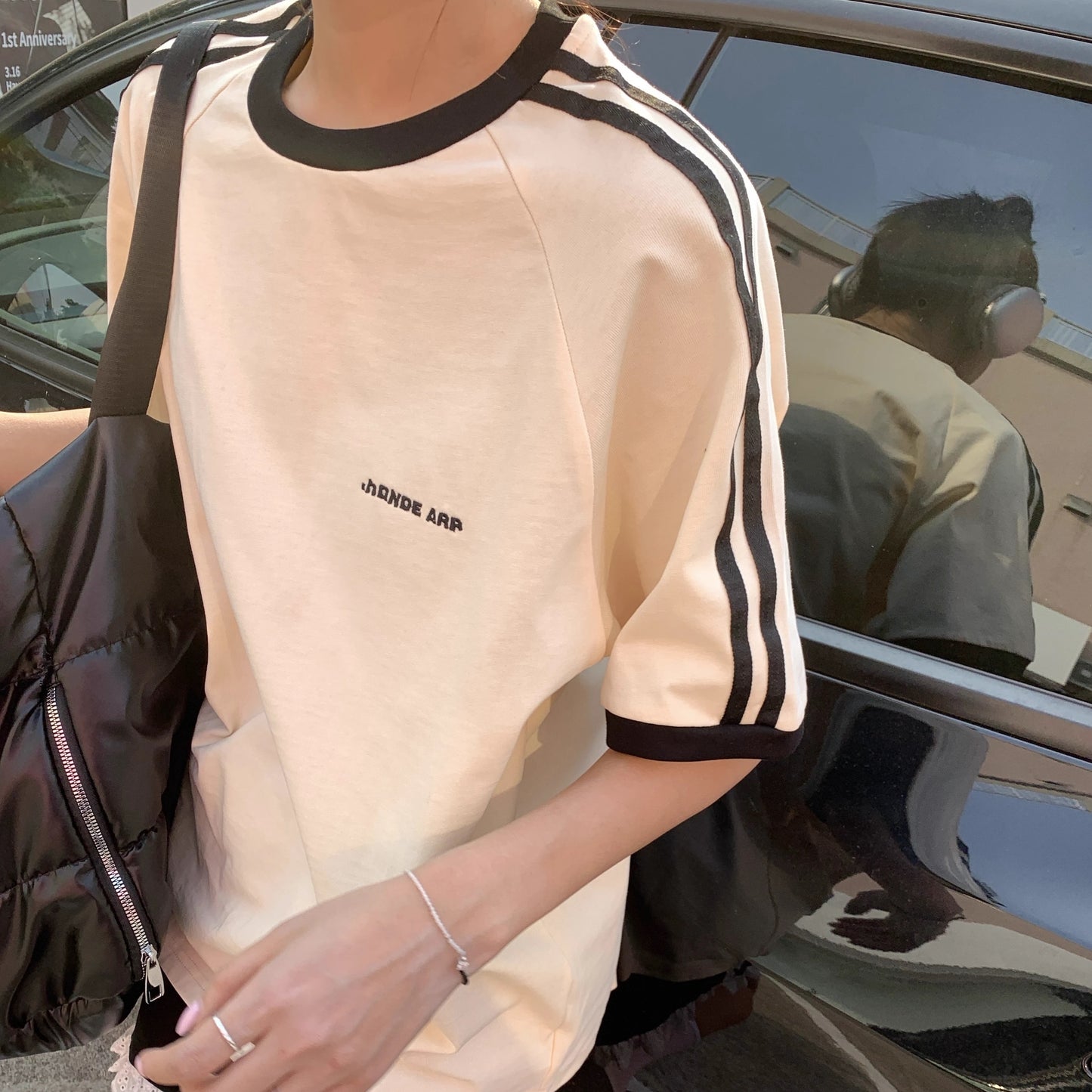 セットアップ レディース Ｔシャツ ハーフパンツ 上下セット 韓国 ファッション ロゴ オーバーサイズ ラインTシャツ ライン ショートパンツ 上下セット