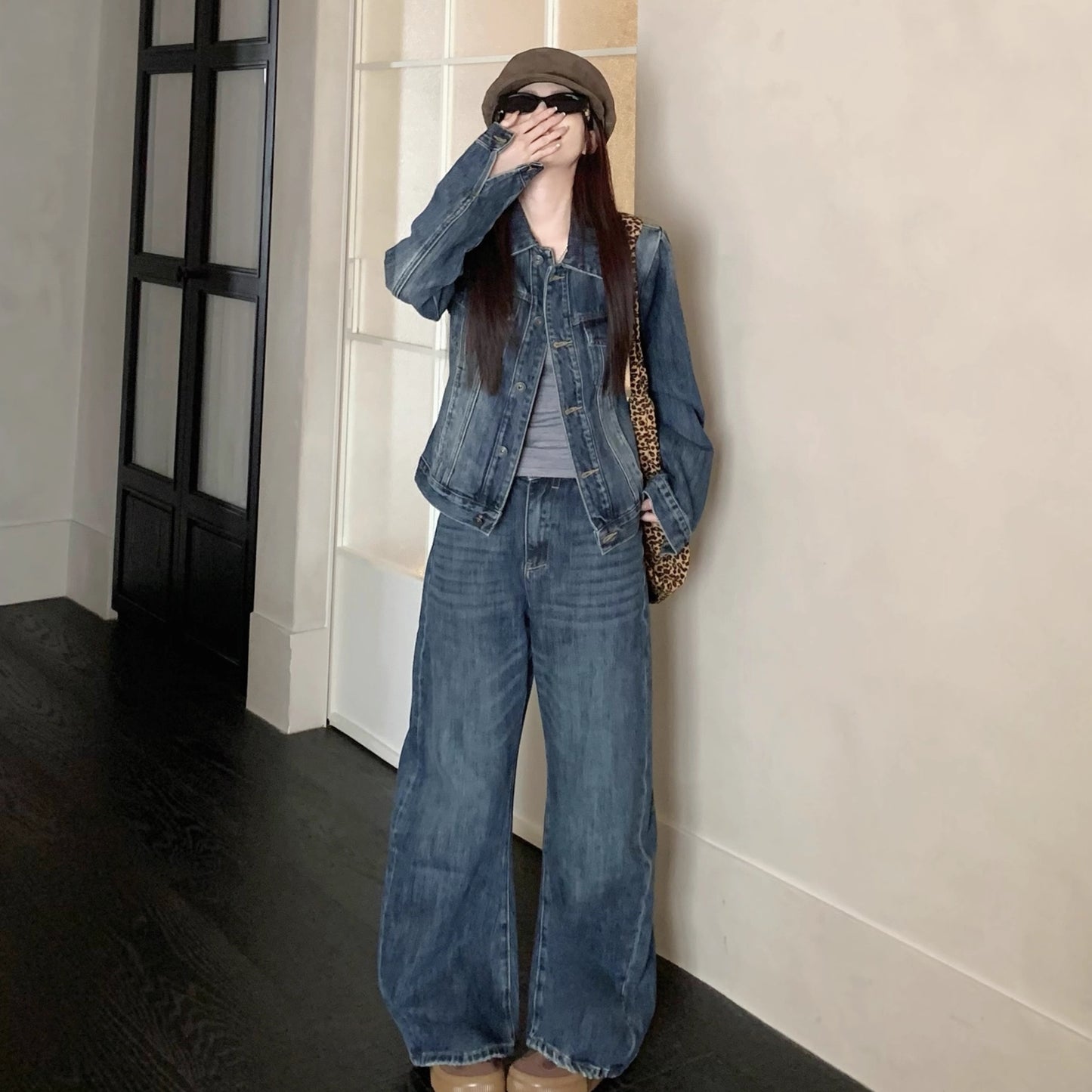 デニム セットアップ レディース 韓国 ファッション ジャケット デニムパンツ ダメージ加工 上下セット