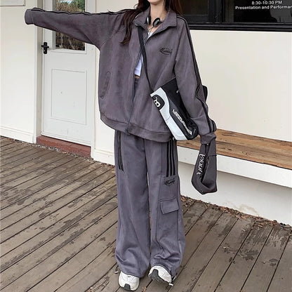 ジャージ セットアップ レディース 韓国 ファッション スウェット ラインジャージ 上下セット パラシュート カーゴパンツ