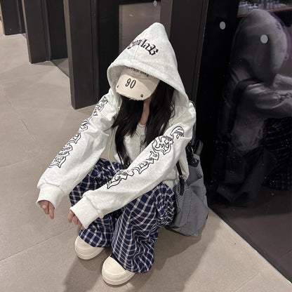 ロゴ パーカー レディース クロップド丈 韓国 ファッション フード 長袖 ロゴ プリント トップス フーディ