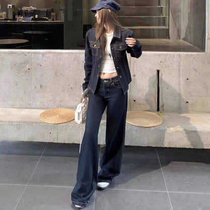 デニム セットアップ レディース インディゴデニム 韓国 ファッション タイト Gジャン フレア デニムパンツ セット