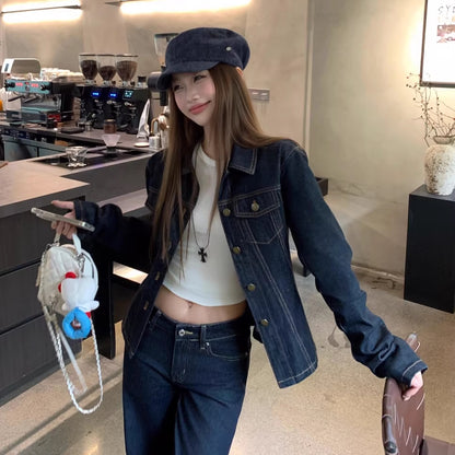 デニム セットアップ レディース インディゴデニム 韓国 ファッション タイト Gジャン フレア デニムパンツ セット