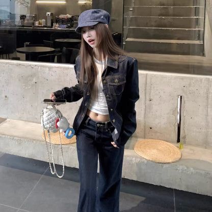 デニム セットアップ レディース インディゴデニム 韓国 ファッション タイト Gジャン フレア デニムパンツ セット