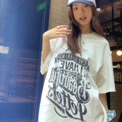 グラフィック ビッグTシャツ レディース 韓国 ファッション ロゴ アメリカン オーバーサイズ T