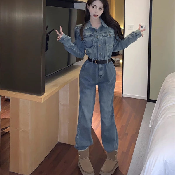 ドゥニームデニムオールインワン DENIME デニム つなぎ Lサイズ