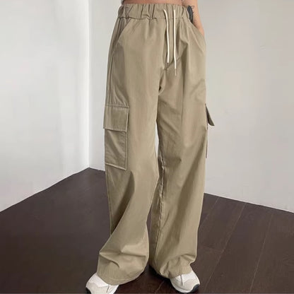 カーゴパンツ レディース 韓国 ファッション ウエスト調整 ワイドパンツ サイドポケット