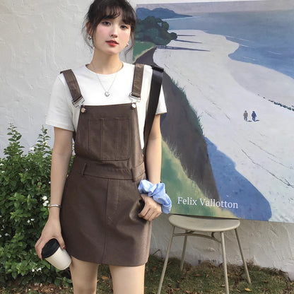 サロペット ミニスカート レディース 韓国 ファッション ジャンスカ  ベルトループ オーバーオール