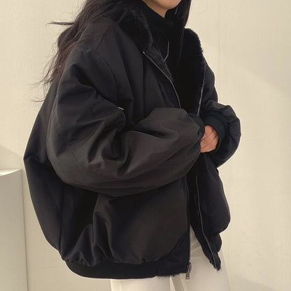 ボア リバーシブル ジャケット レディース 韓国 ファッション 2way アウター 冬 防寒 オーバーサイズ ジャケット