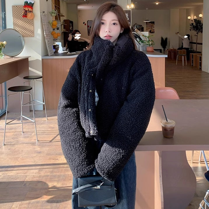 リバーシブル ボアジャケット レディース 韓国 ファッション 2way 中綿 ナイロン ボア 裏表 アウター