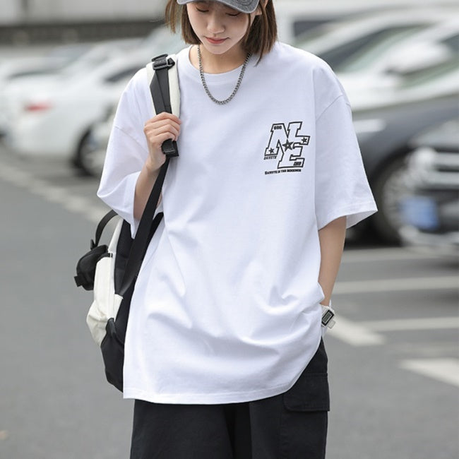ロゴ グラフィック Tシャツ レディース 韓国 ストリート  ビッグシルエット バックプリント T