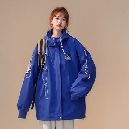 マウンテンパーカー レディース 韓国 ファッション オーバーサイズ ナイロンジャケット パーカー 秋冬アウター スポーティ