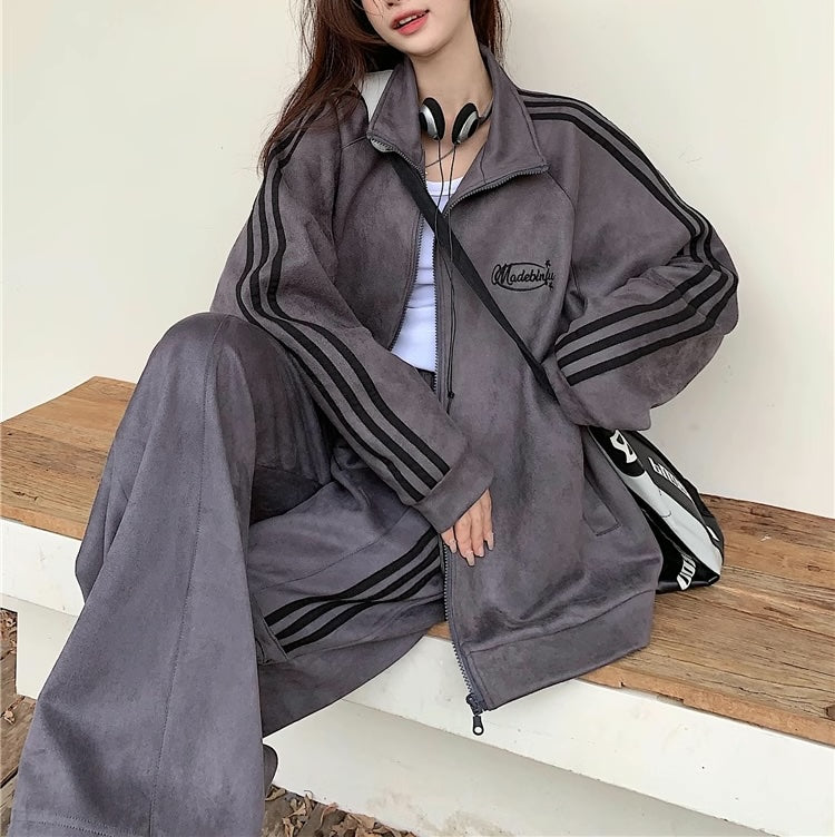 ジャージ セットアップ レディース 韓国 ファッション スウェット ラインジャージ 上下セット パラシュート カーゴパンツ