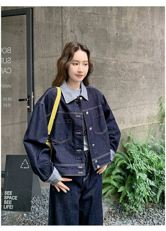 デニム セットアップ レディース 韓国 ファッション オーバーサイズ デニム ジャケット ワイドパンツ上下セット