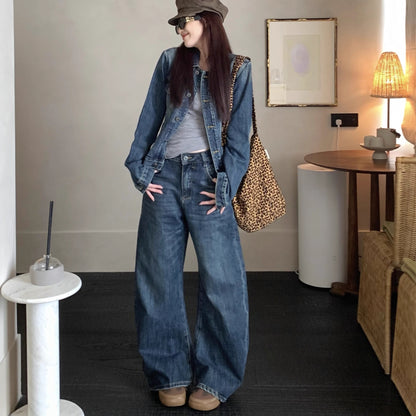 デニム セットアップ レディース 韓国 ファッション ジャケット デニムパンツ ダメージ加工 上下セット