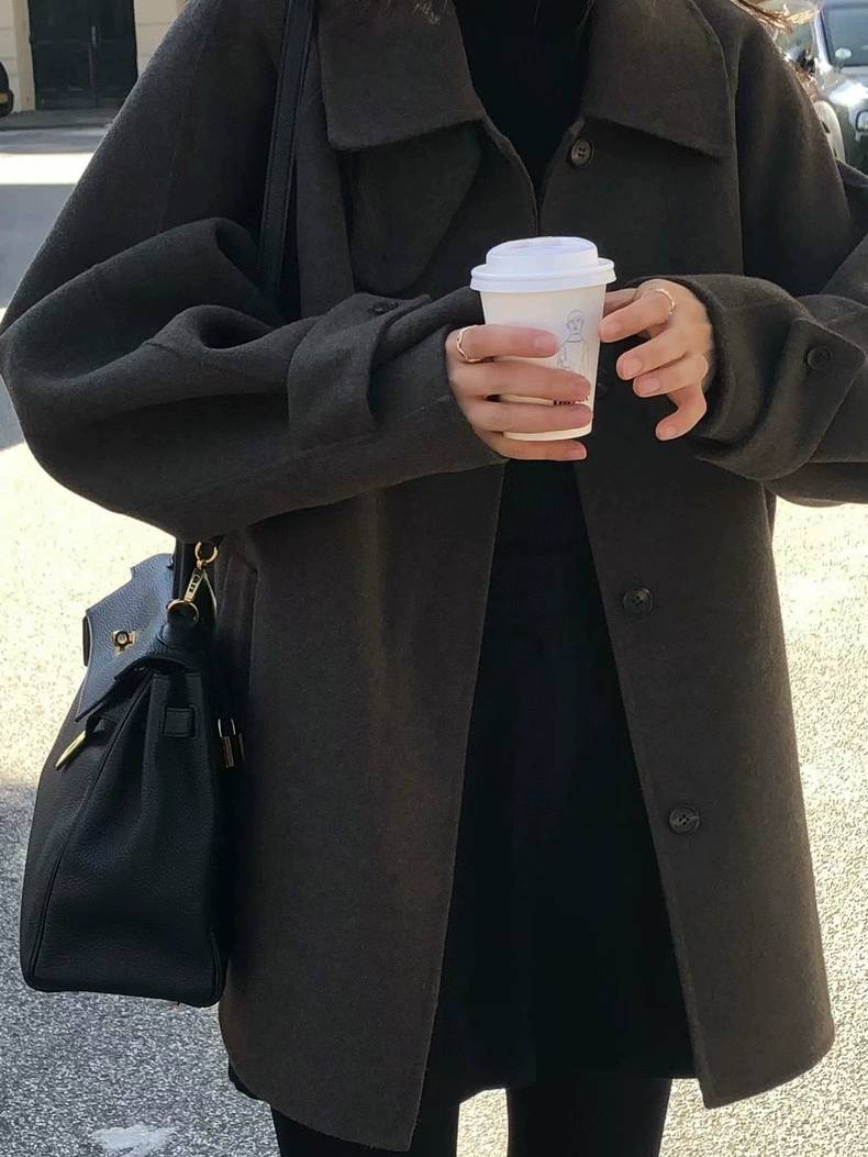 フレンチ カラーコート レディース 韓国 ファッション ミドルコート