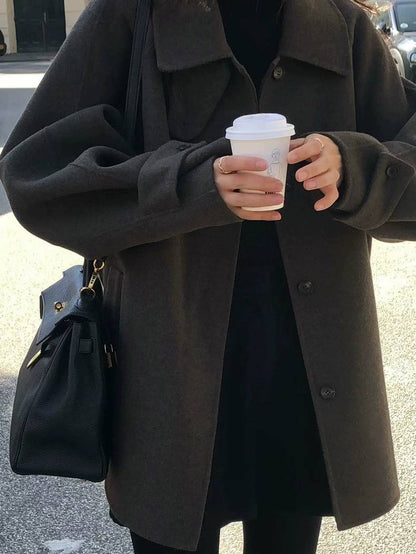 フレンチ カラーコート レディース 韓国 ファッション ミドルコート