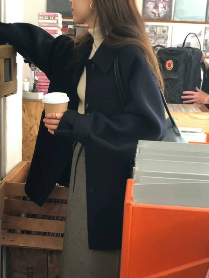 フレンチ カラーコート レディース 韓国 ファッション ミドルコート
