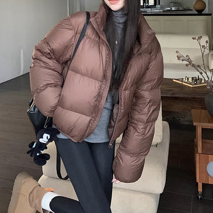 ショート エコダウン ジャケット レディース 韓国 ファッション クロップド丈 中綿 パデット ジャケット
