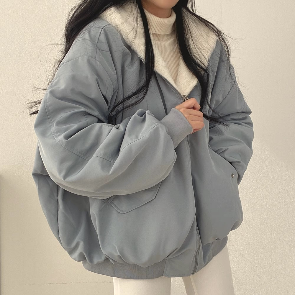 ボア リバーシブル ジャケット レディース 韓国 ファッション 2way アウター 冬 防寒 オーバーサイズ ジャケット