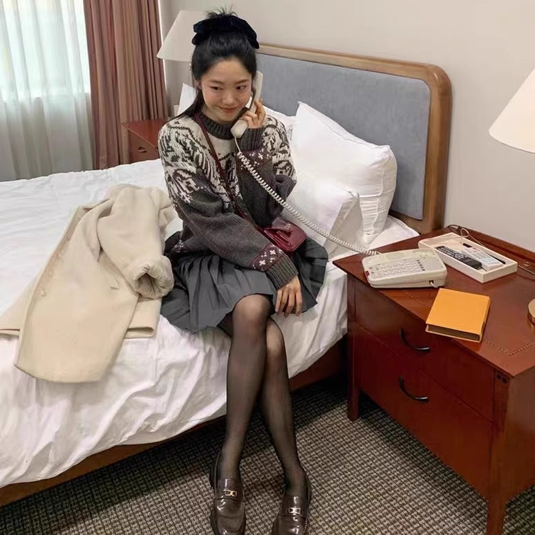 ノルディック セーター レディース レトロ ニット 韓国 ファッション 柄ニット 厚手ニット かわいい