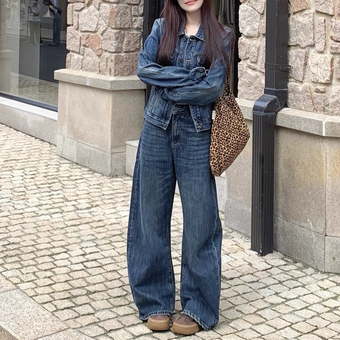 デニム セットアップ レディース 韓国 ファッション ジャケット デニムパンツ ダメージ加工 上下セット
