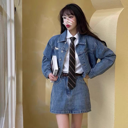 デニム セットアップ ミニスカート レディース 韓国 ファッション ショート デニムジャケット スカート 上下セット