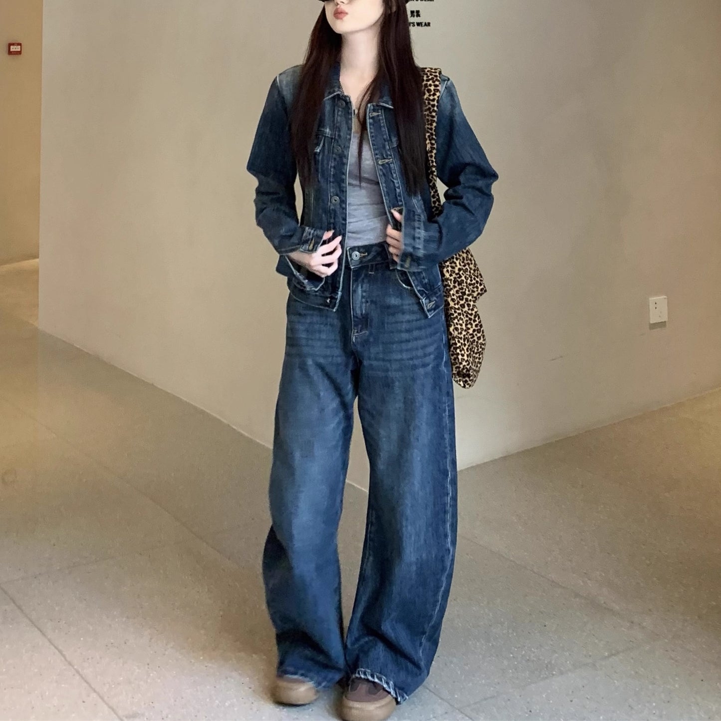 デニム セットアップ レディース 韓国 ファッション ジャケット デニムパンツ ダメージ加工 上下セット