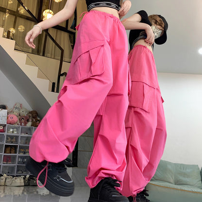 カーゴパンツ サイドポケット レディース 韓国 ファッション カラフル トレンド カーゴ ワイドパンツ