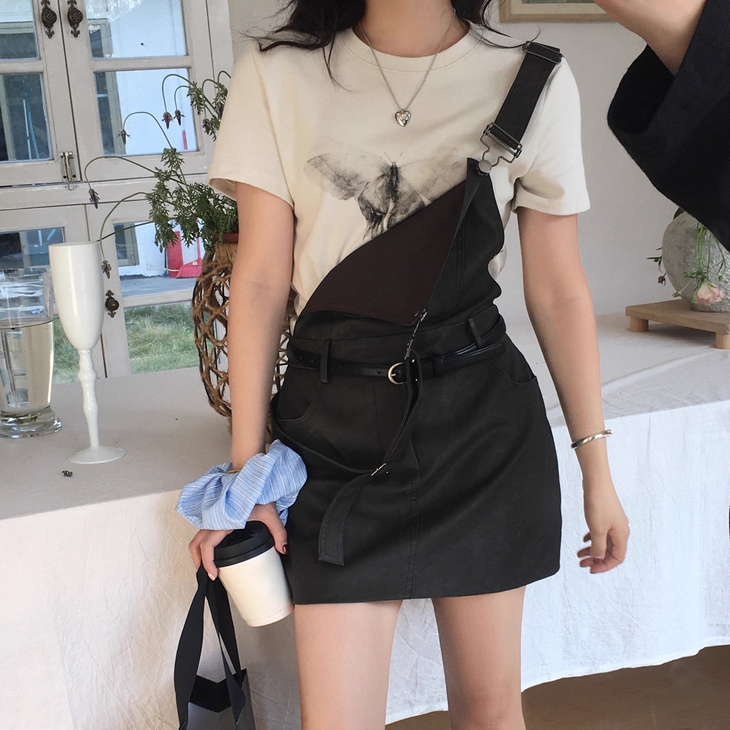 サロペット ミニスカート レディース 韓国 ファッション ジャンスカ  ベルトループ オーバーオール