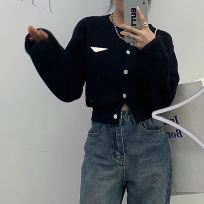 クロップド カーディガン レディース 韓国 ファッション ゆったり ワイド ショート丈 ボタン ニット