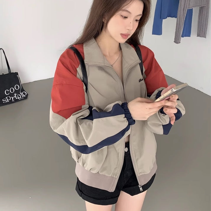 ナイロンジャケット レディース 韓国 ファッション レトロ カラー