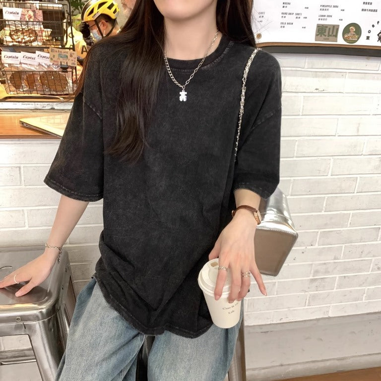 オーバーサイズ　リブ　長袖　ロングTシャツ　XL　ブラック　メンズ　韓国 - 6