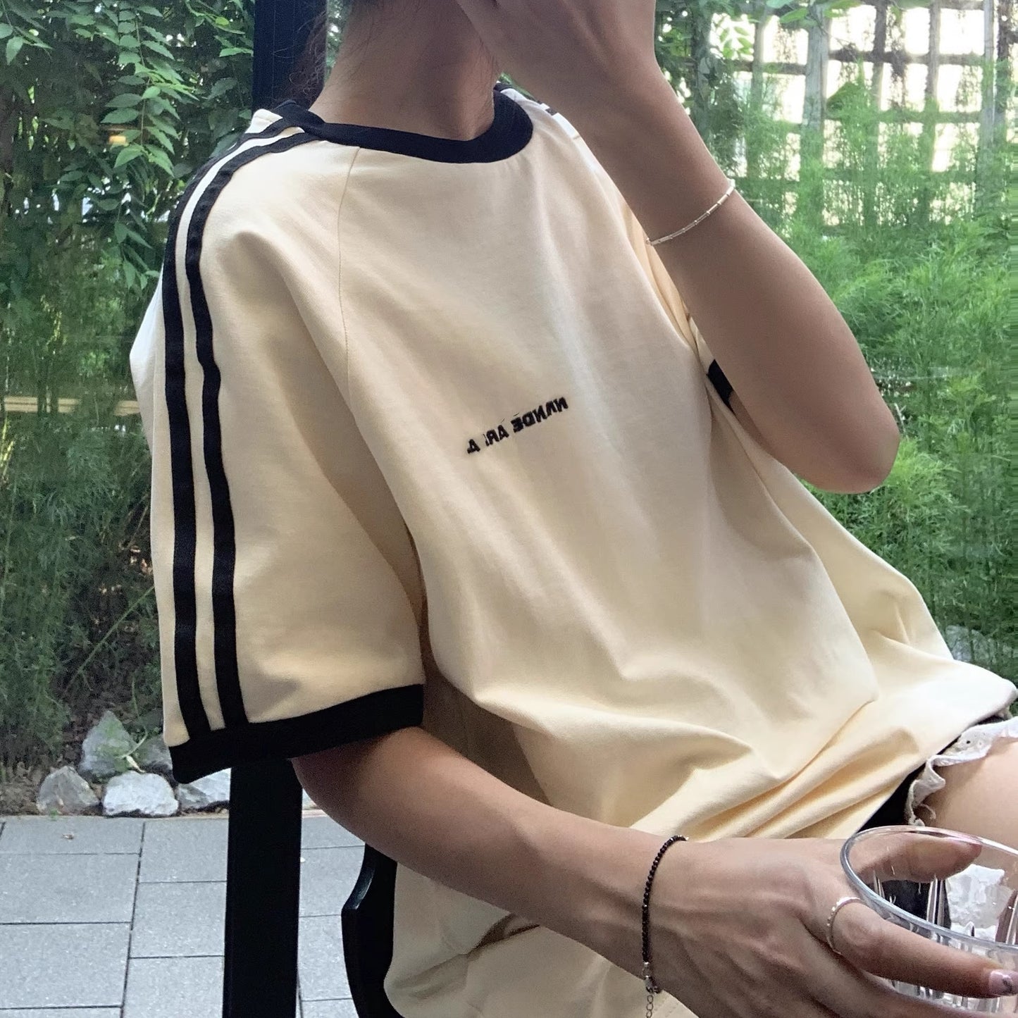 セットアップ レディース Ｔシャツ ハーフパンツ 上下セット 韓国 ファッション ロゴ オーバーサイズ ラインTシャツ ライン ショートパンツ 上下セット