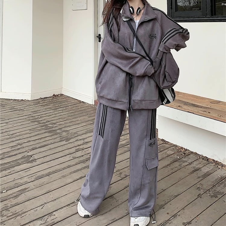 ジャージ セットアップ レディース 韓国 ファッション スウェット ラインジャージ 上下セット パラシュート カーゴパンツ